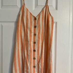 Show me your MuMu Orange and White Remington Striped Button-Down Dress